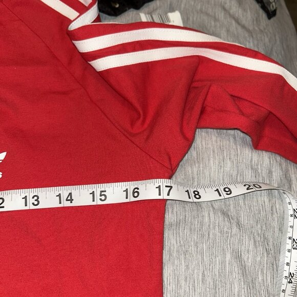 Adidas Red White Three Stripe Pullover Sweatshirt Dress Youth Size 13-14 Yrs - Picture 6 of 6